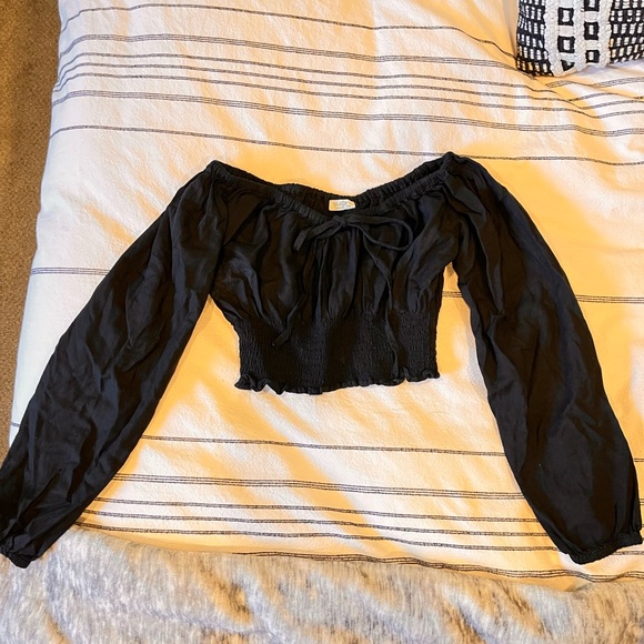 Brandy Melville Tops - Brandy Melville/John Galt Off-Shoulder Long-Sleeve Crop Top, OS